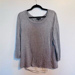 Verve Ami grey light weight sweater with draped back and white detail size xl